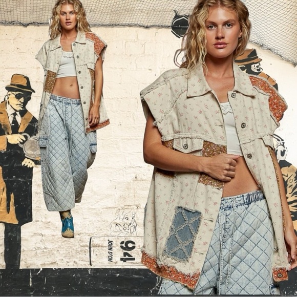 POL Large Multicolor Patchwork Vest - Picture 2 of 3